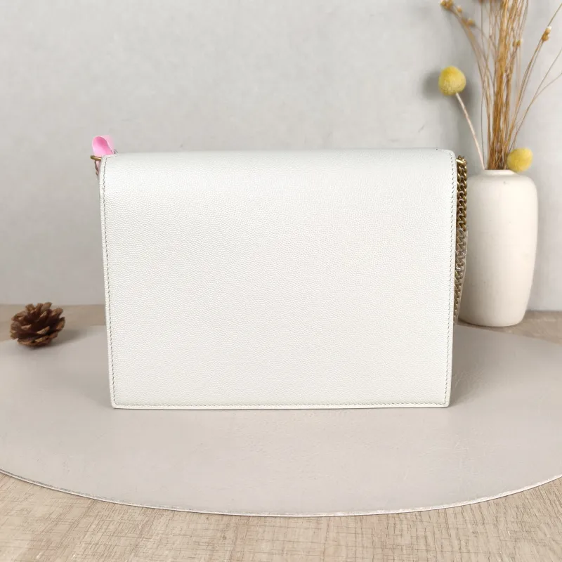 SAINT LAURENT Crossbody Bag Cassandra White Grained Calfskin Medium 22 × 5.5 × 16.5 cm — cover view 2 of 5