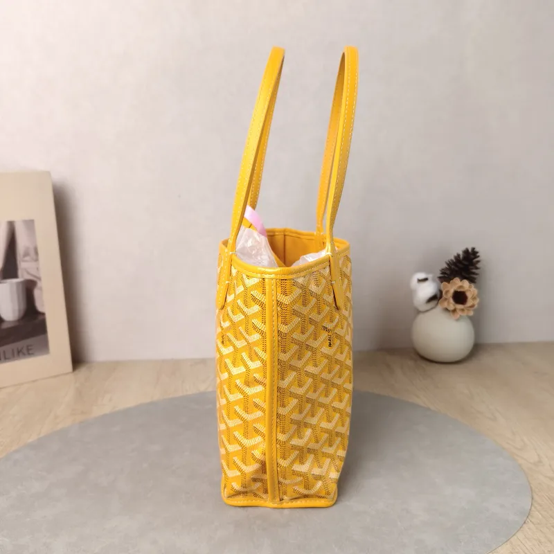 GOYARD Top Handle Bag ANJOU Shopping Tote Yellow PVC Mini 19.5 × 9 × 19.5 cm — detail view 9 of 13