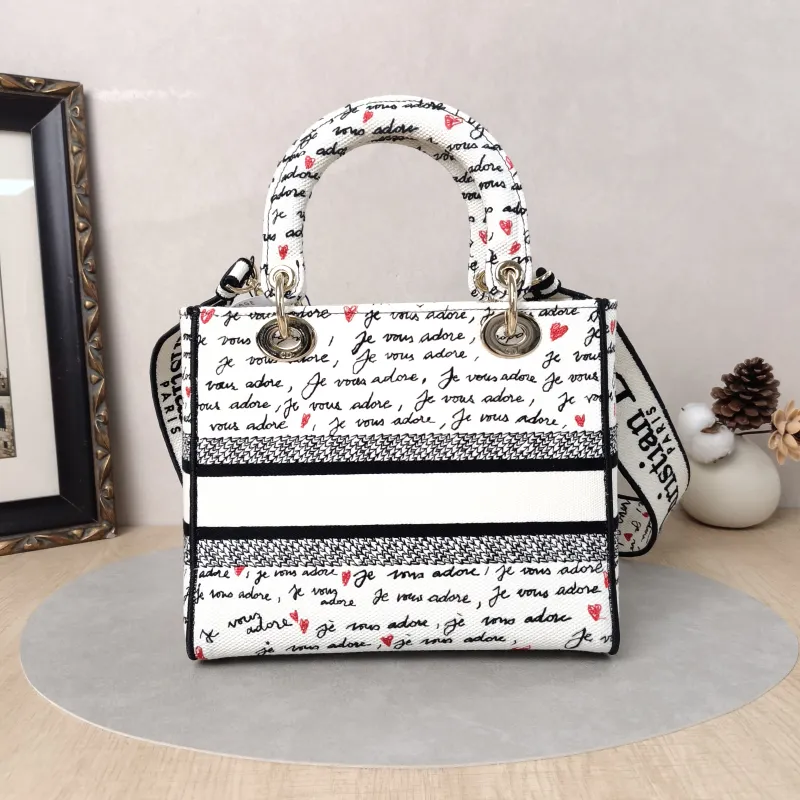 DIOR Top Handle Bag Lady Lady Dior Bag Colorblock Canvas Medium24 × 12 × 21 cm — cover view 4 of 6