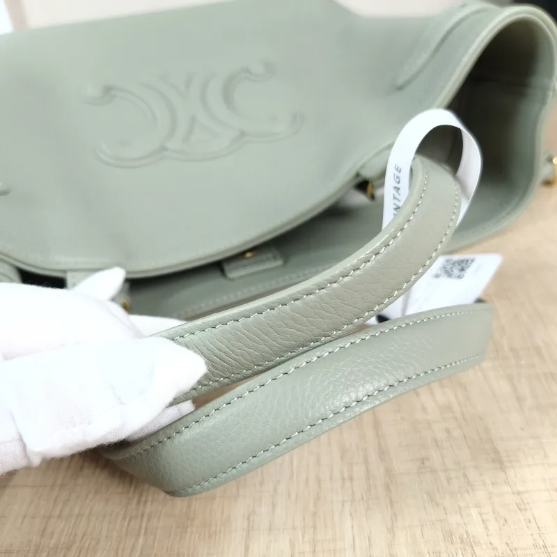 CELINE Shoulder Bag Anais Tote Bag Green Calfskin Mini 20 × 10 × 21 cm — detail view 10 of 12