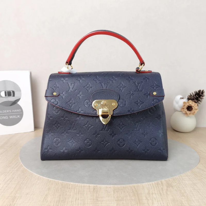 Louis Vuitton Crossbody Bag Georges Blue Calfskin Medium34 × 15 × 22 cm