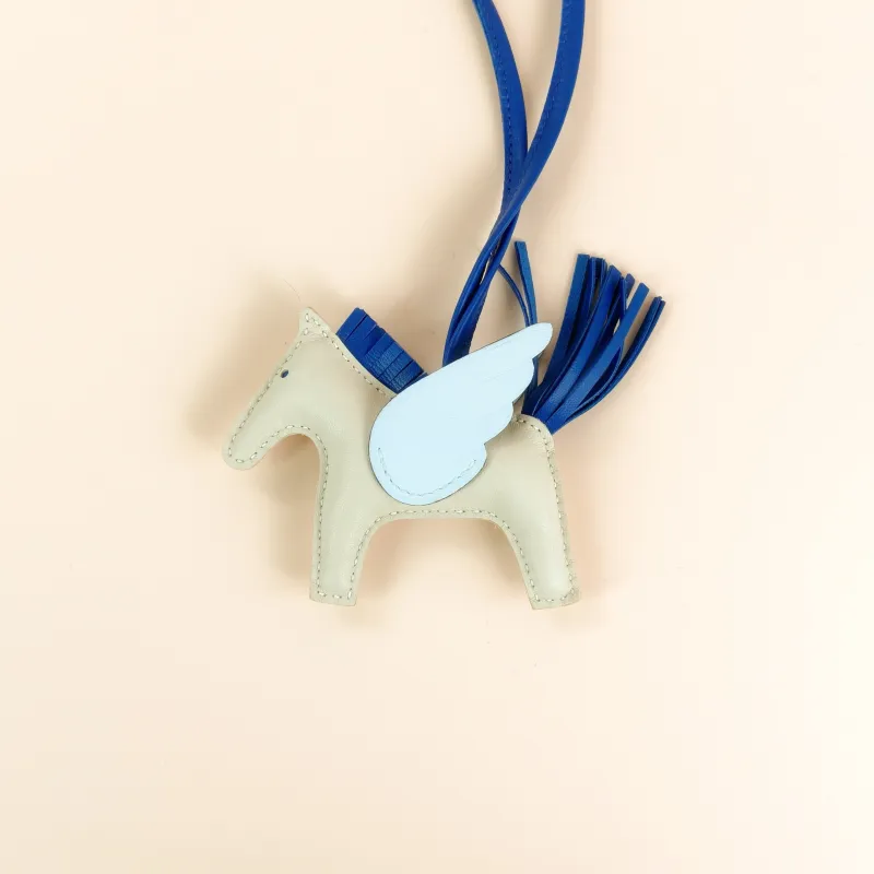 Hermès Charm Charm White Blue Lambskin Small