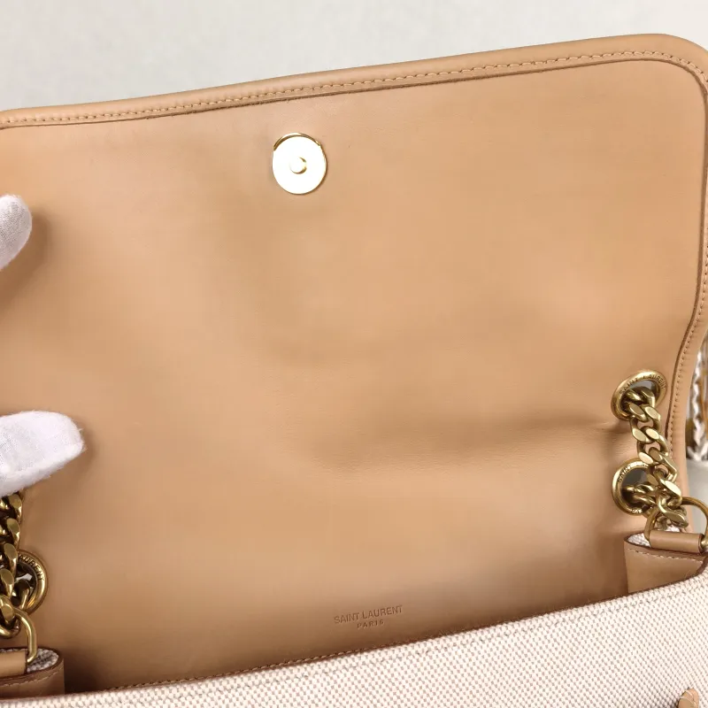 SAINT LAURENT Crossbody Bag Niki D Beige Brown Canvas Medium 28 × 8.5 × 20 cm — detail view 2 of 15