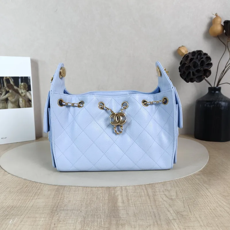 Chanel Crossbody Bag 25Bag Blue Grained Calfskin Mini 22 × 12.5 × 20 cm