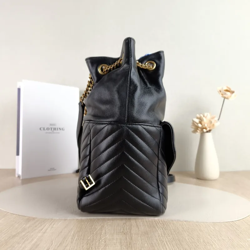 SAINT LAURENT Backpack Joe Backpack Black Lambskin One Size 22 × 15 × 29 cm — detail view 11 of 12