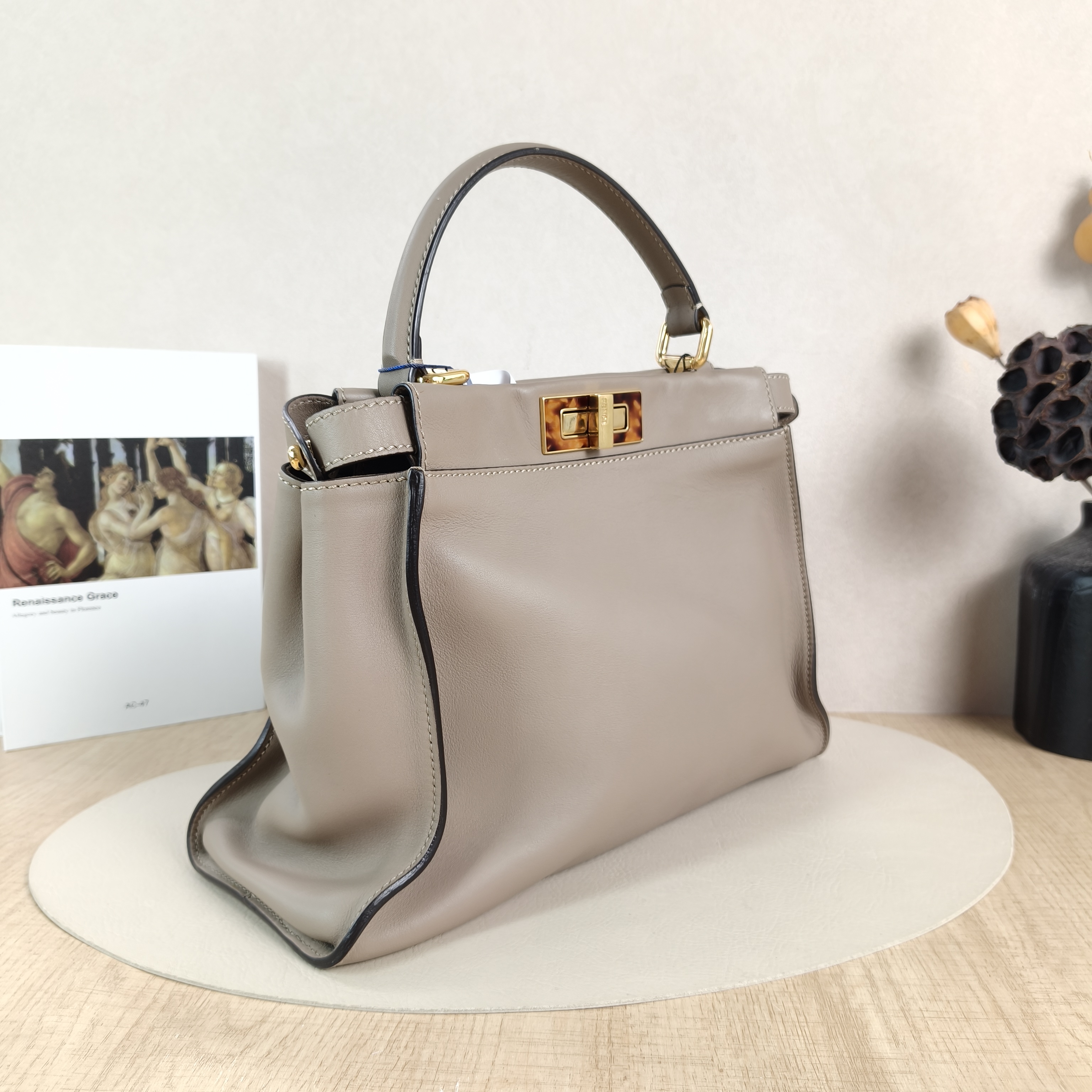 FENDI Top Handle Bag Peekaboo Grey Calfskin Medium33.5 × 13 × 25.5 cm — cover view 5 of 5