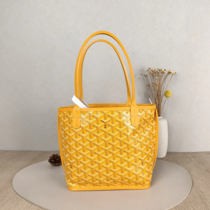 GOYARD Top Handle Bag ANJOU Shopping Tote Yellow PV Cmini19.5 × 9 × 19.5 cm