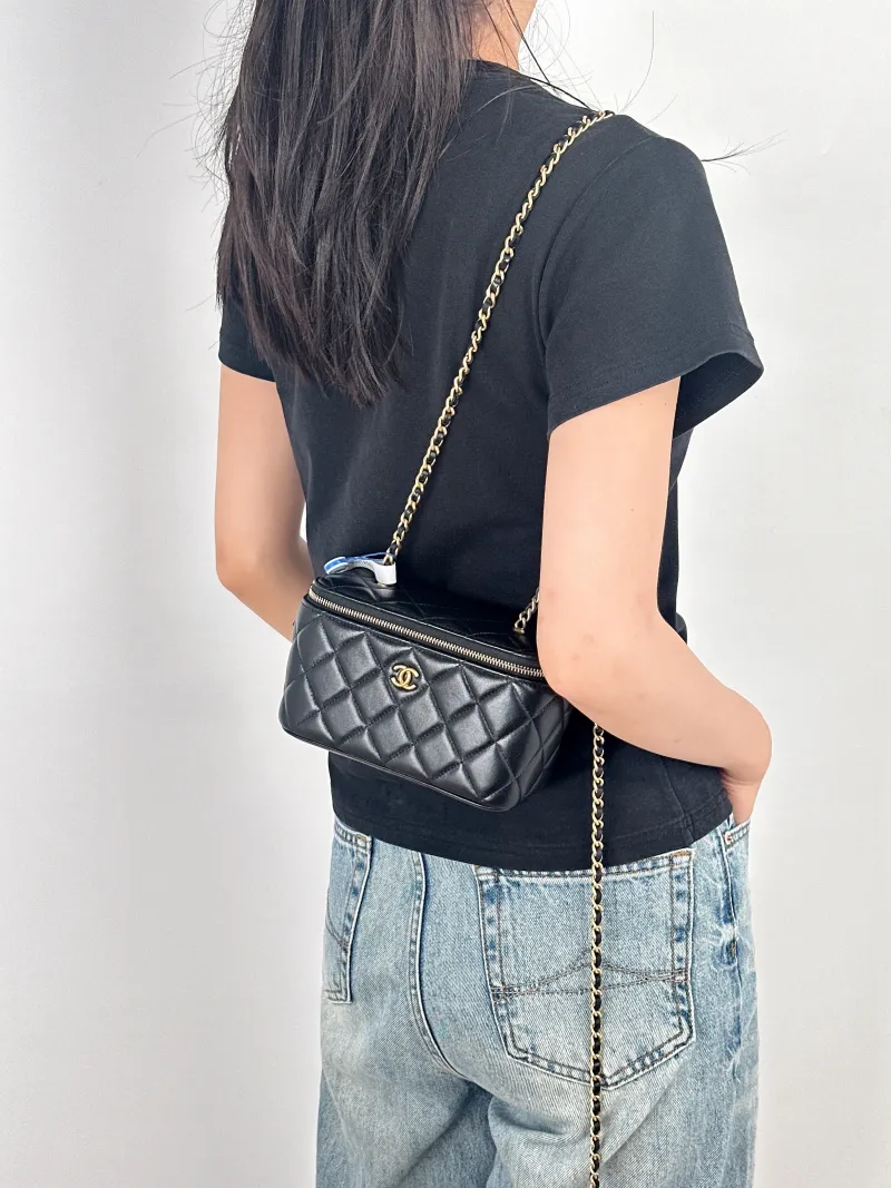 Chanel Crossbody Bag Edition Black Lambskin One Size17 × 8 × 9.5 cm — on-model view 3 of 3