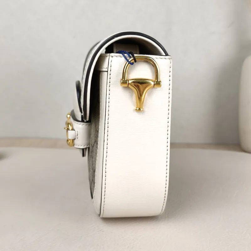 GUCCI Crossbody Bag Horsebit 1955 Horsebit Small White Monogram PVC Small 20.5 × 5 × 14.5 cm — detail view 4 of 13