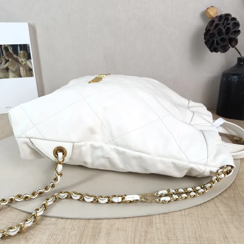 Chanel Backpack 22Bag Backpack White Gold Calfskin Small 29 × 8 × 34 cm — detail view 9 of 11