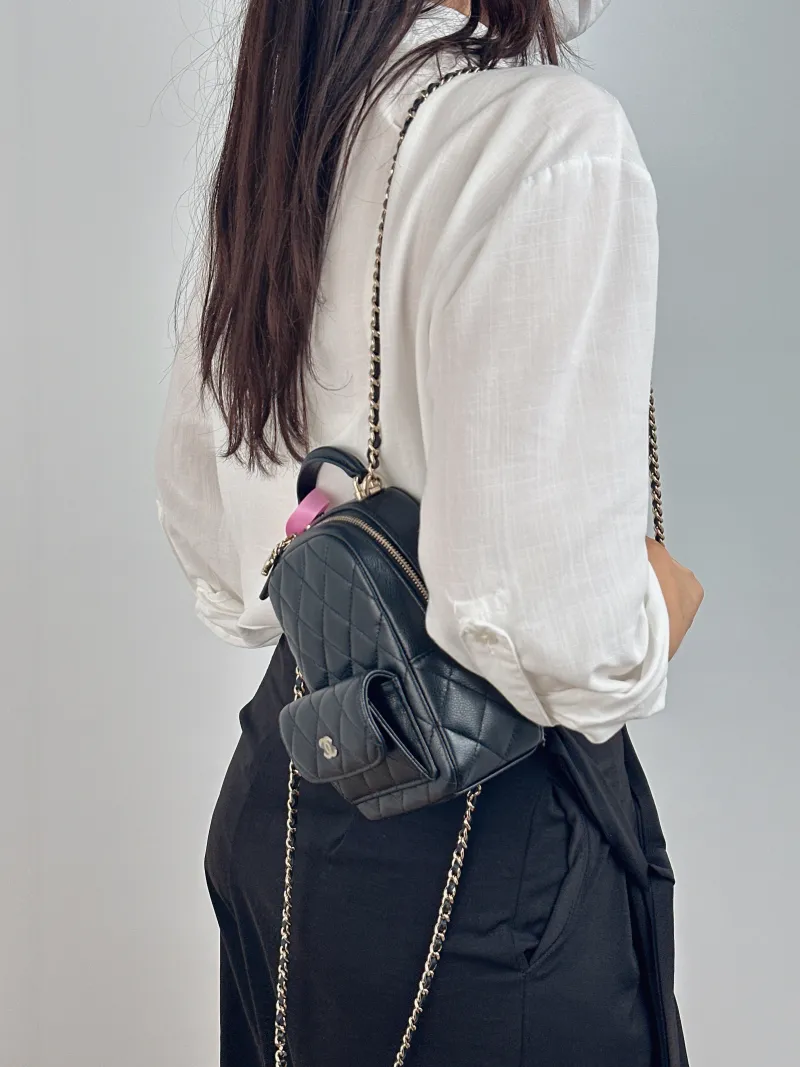 Chanel Backpack mini Backpack Collection Black Grained Calfskin One Size 13 × 9 × 18 cm — on-model view 2 of 2