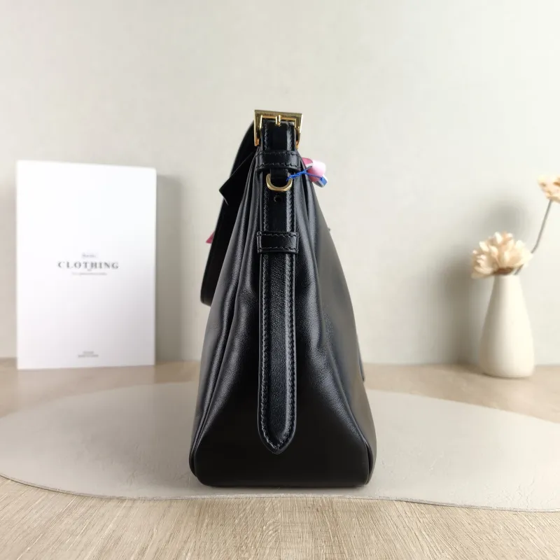 PRADA Shoulder Bag Aimée Black Calfskin 30 × 10 × 22 cm — detail view 8 of 11
