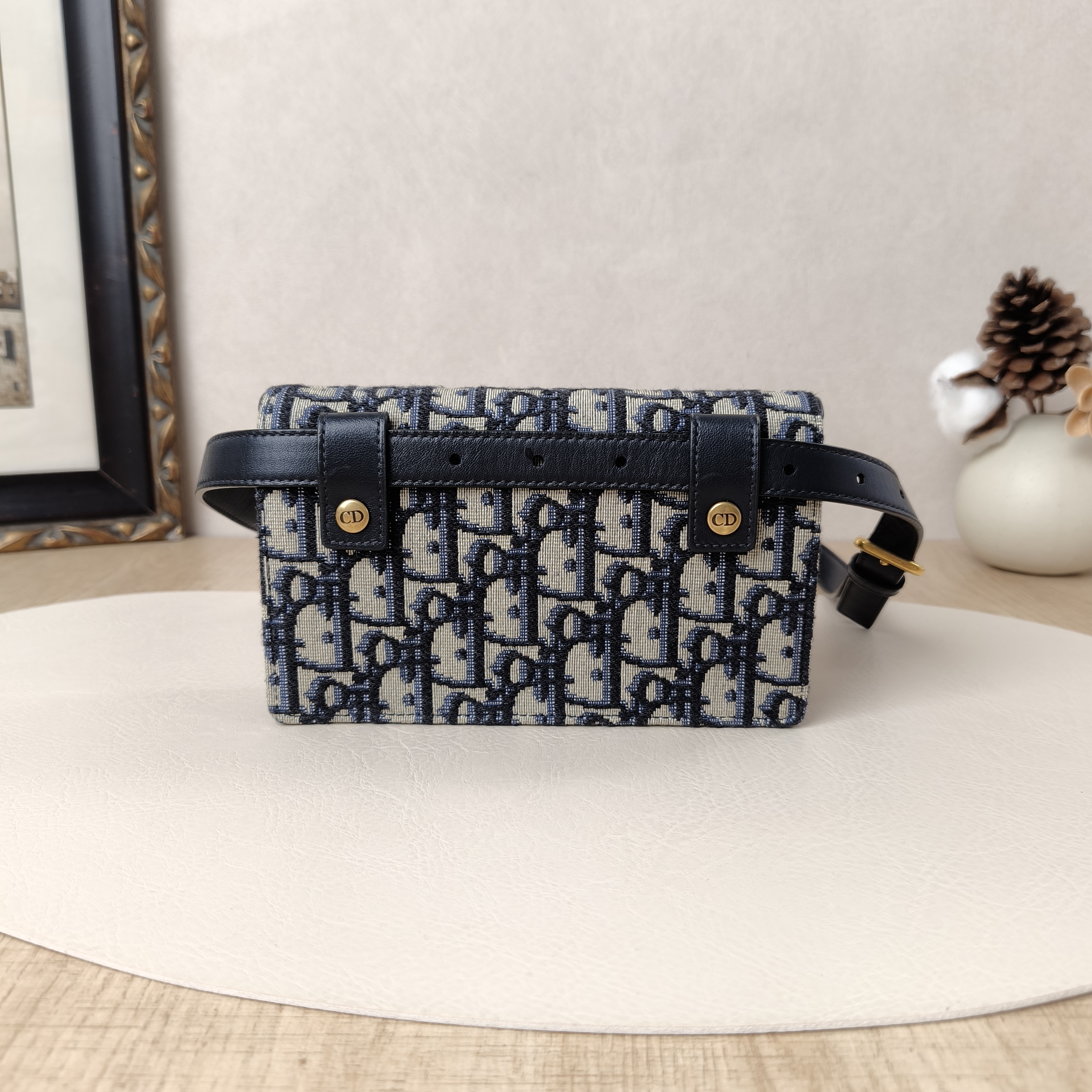 DIOR Belt Bag Saddle Belt Bag Blue Canvas One Size17 × 3.5 × 10.5 cm — cover view 7 of 12
