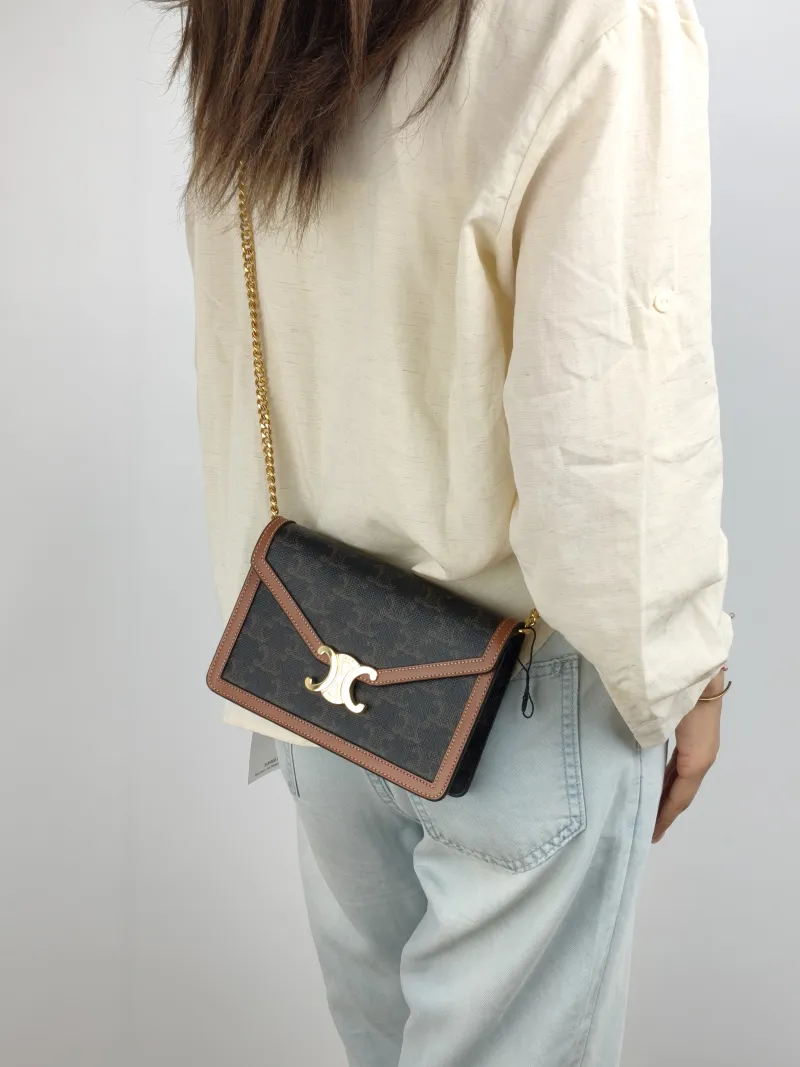 CELINE Crossbody Bag MARGO Wallet Monogram PVC Mini 19.5 × 4.5 × 13 cm — on-model view 1 of 2