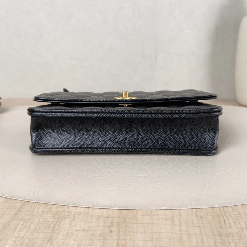 Chanel Crossbody Bag 24s woc Black Grained Calfskin Mini 19.2 × 3.5 × 12.3 cm — cover view 3 of 6