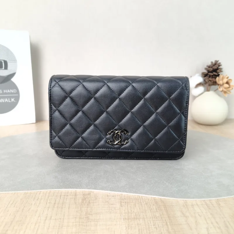 Chanel Crossbody Bag CF WOC Black Lambskin Mini 19.2 × 3.5 × 12.3 cm