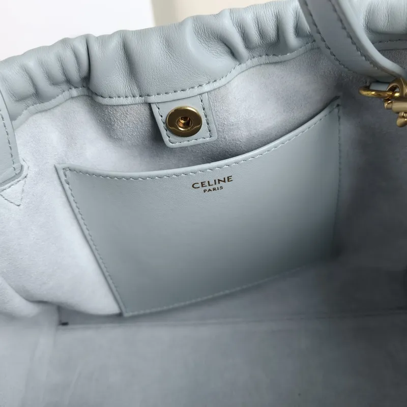 CELINE Top Handle Bag CABAS TRIOMPHE Blue Calfskin Small 22 × 15 × 17 cm — detail view 1 of 12