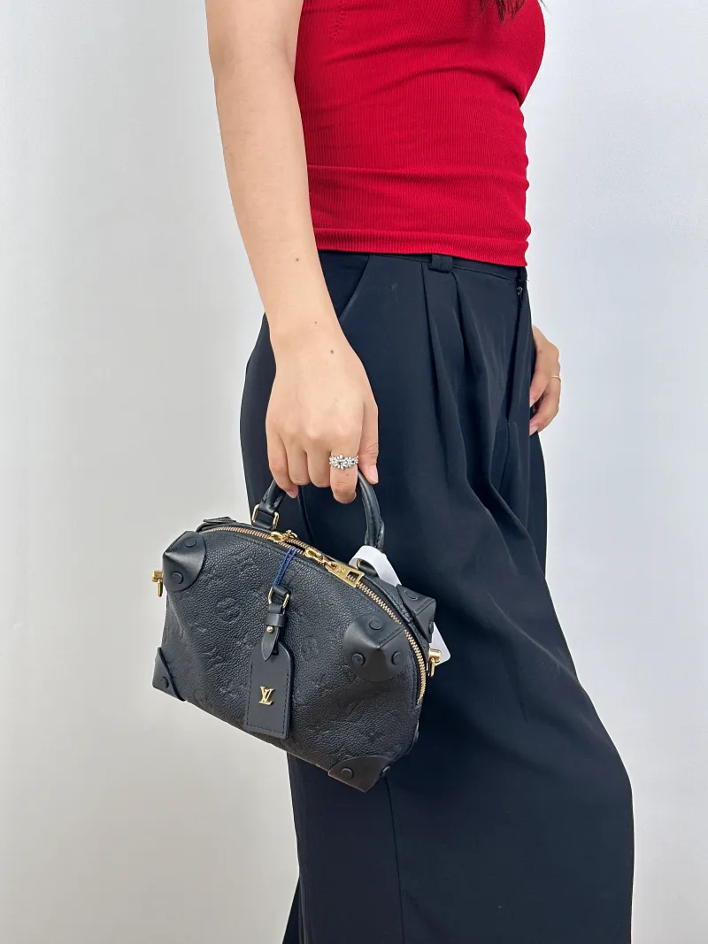 Louis Vuitton Shoulder Bag Petite Malle Souple Box Black Calfskin One Size20 × 7.5 × 14 cm Missing Shoulder Strap — on-model view 2 of 2