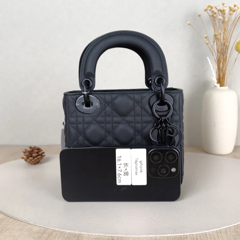 DIOR Crossbody Bag Lady Lady Dior Bag Black Lambskinmini17 × 7 × 15 cm — cover view 3 of 6