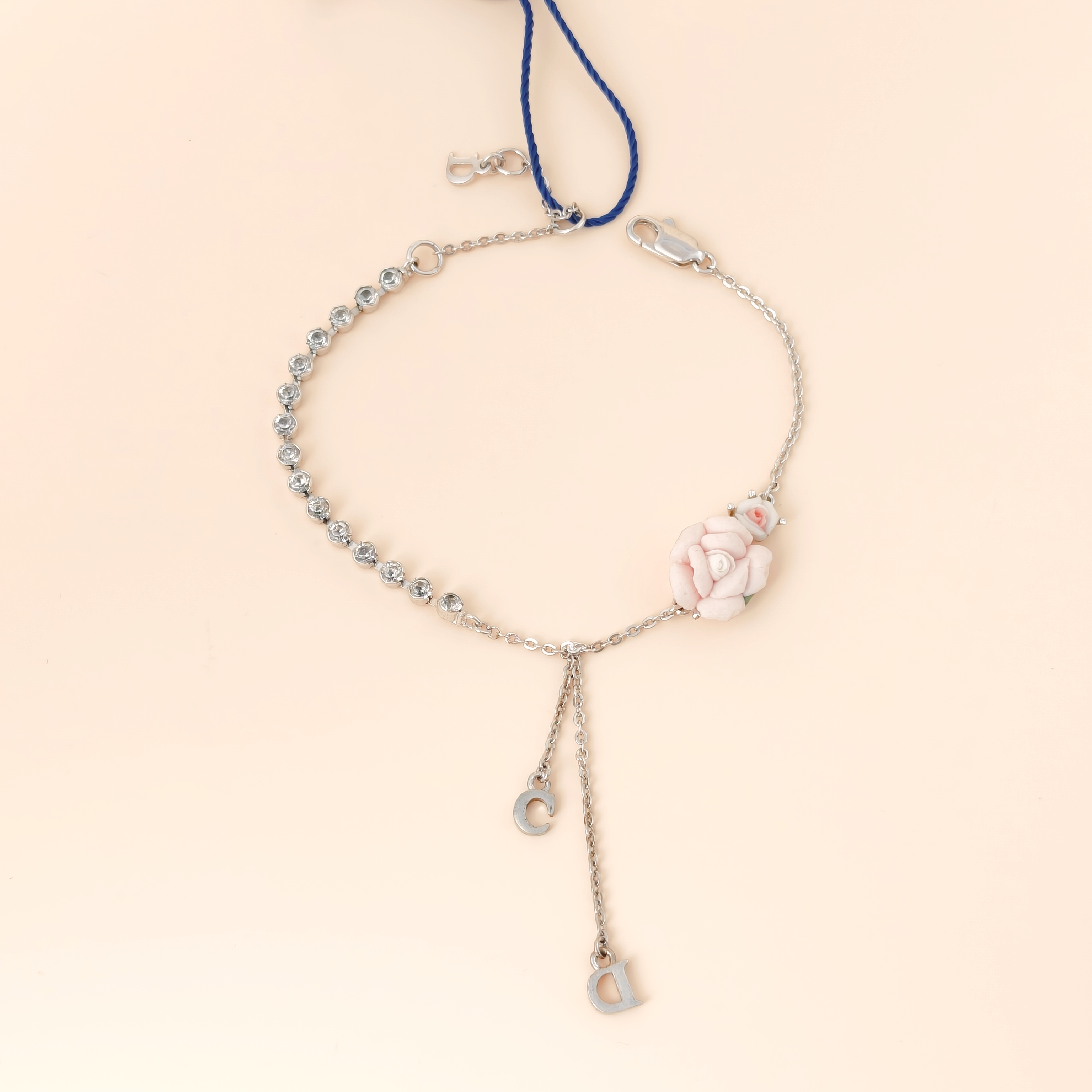 DIOR Bracelet Pink CD Bracelet Silver One Size22cm