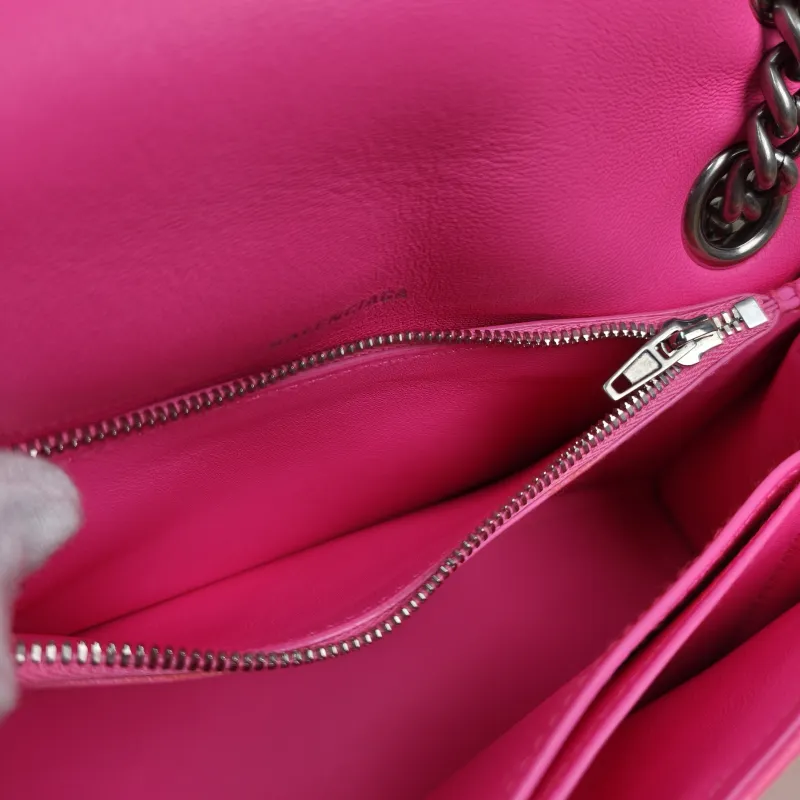 BALENCIAGA Shoulder Bag CRUSH Chain Bag Neon Pink Calfskin Small25 × 8 × 15 cm — detail view 14 of 14