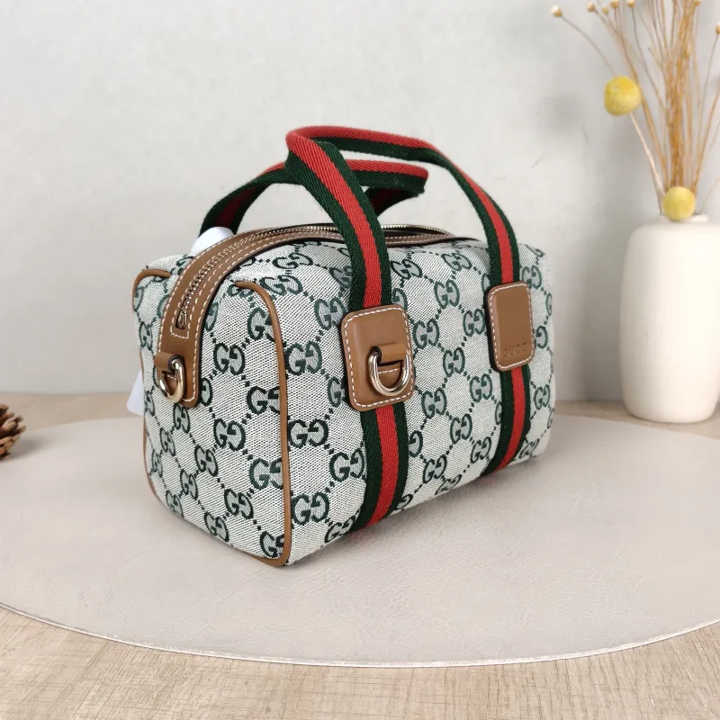 GUCCI Crossbody Bag GG Collection Green Canvas Mini 20 × 13 × 13 cm — cover view 3 of 6