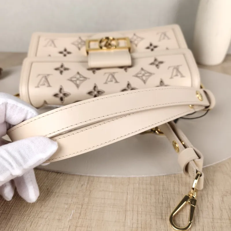 Louis Vuitton Shoulder Bag DAUPHINE EAST WEST Beige Embroidered Calfskin Medium24.5 × 9 × 13.5 cm — detail view 9 of 12