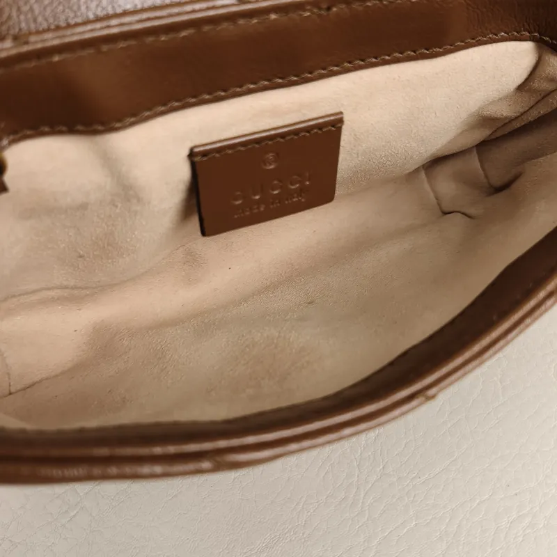 GUCCI Crossbody Bag GG Marmont Mini Marmont Mini Caramel Calfskin Mini 16.5 × 4.5 × 9.5 cm — detail view 7 of 11