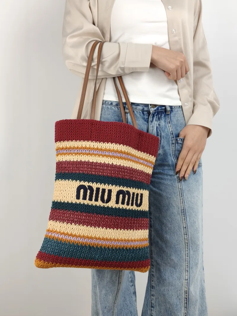 Miumiu Shoulder Bag Raffia Woven One Size 31*38 — on-model view 1 of 2