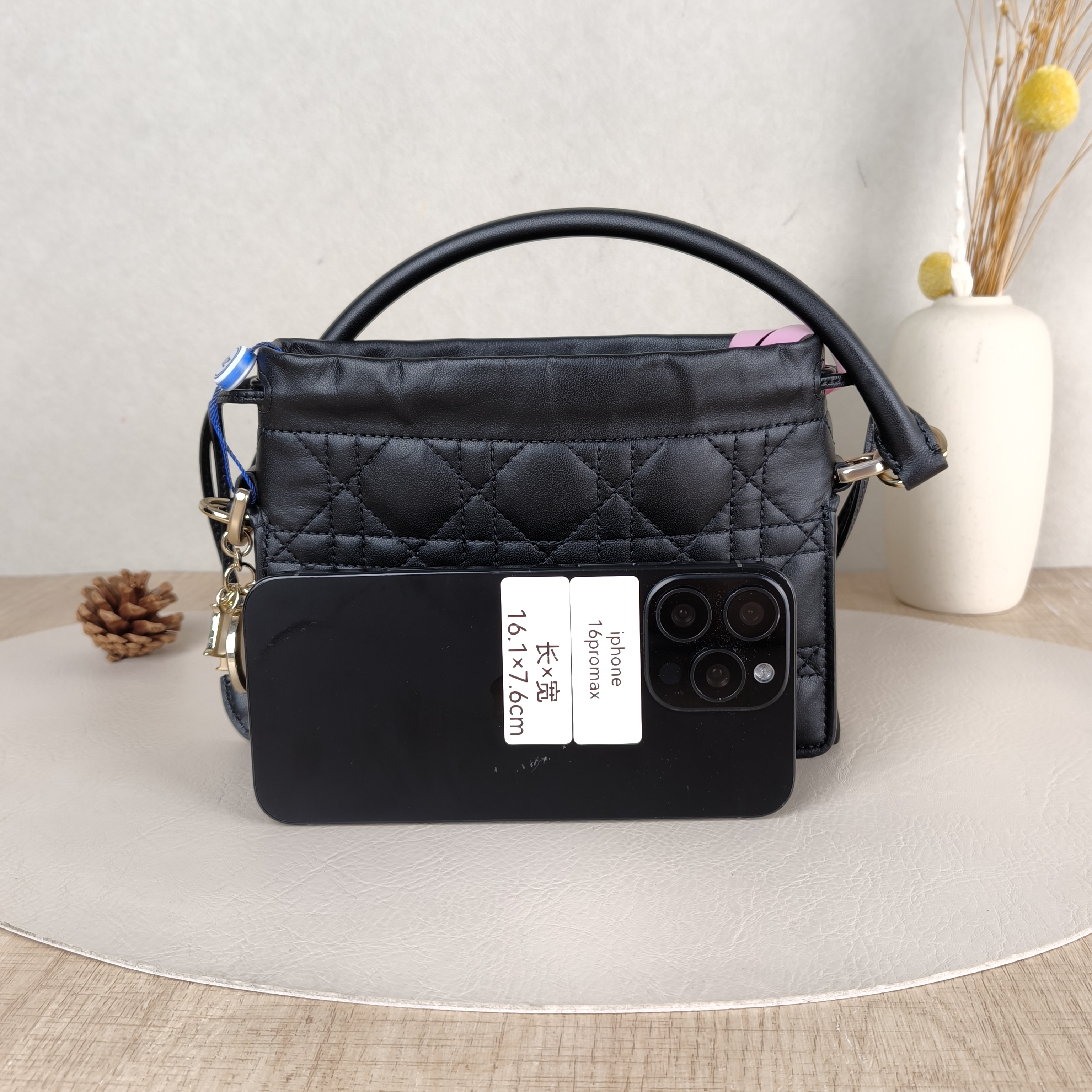 DIOR Crossbody Bag Lady Milly Chain Bag Black Lambskinmini19 × 5 × 13 cm — cover view 4 of 5