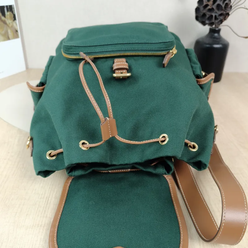 Miumiu Backpack Backpack Green Canvas Large25 × 12.5 × 29.5 cm — detail view 13 of 15
