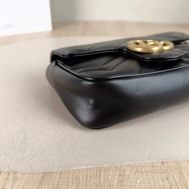 GUCCI Crossbody Bag GG Marmont Mini Marmont Mini Black Calfskin Mini 16.5 × 4.5 × 9.5 cm — detail view 6 of 12