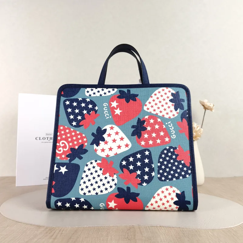 GUCCI Top Handle Bag tote Blue PVC One Size 28.5 × 11 × 25 cm