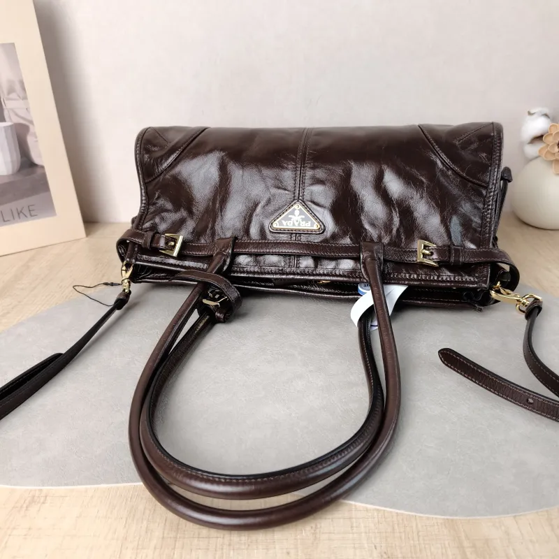 PRADA Shoulder Bag Bonnie Soft Lux Waxed Leather Medium 32 × 12 × 15.5 cm — detail view 6 of 11