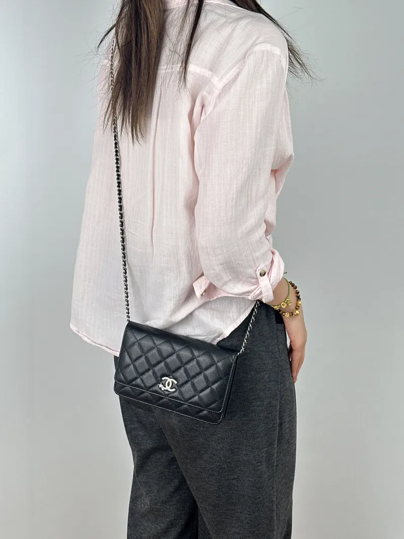 Chanel Crossbody Bag CF WOCWOC Bag Black Calfskin One Size19.2 × 3.5 × 12.3 cm — on-model view 1 of 2
