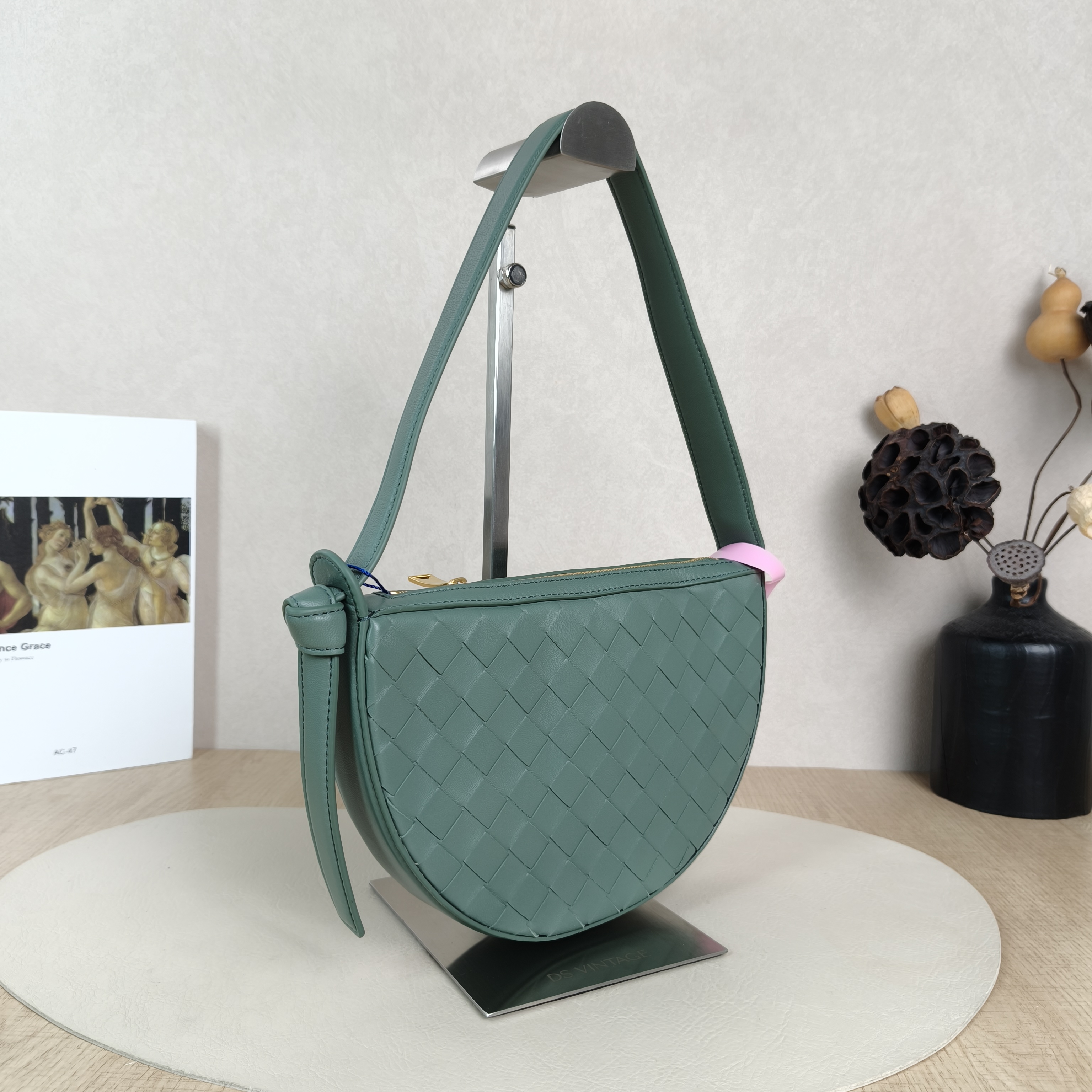 Bottega Veneta Shoulder Bag Sunrise Woven Green Lambskin One Size23.5 × 4 × 16 cm — cover view 6 of 6