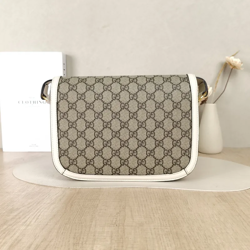 GUCCI Crossbody Bag Horsebit 1955 Horsebit Medium White Monogram PVC Medium25 × 8 × 18 cm — cover view 4 of 5