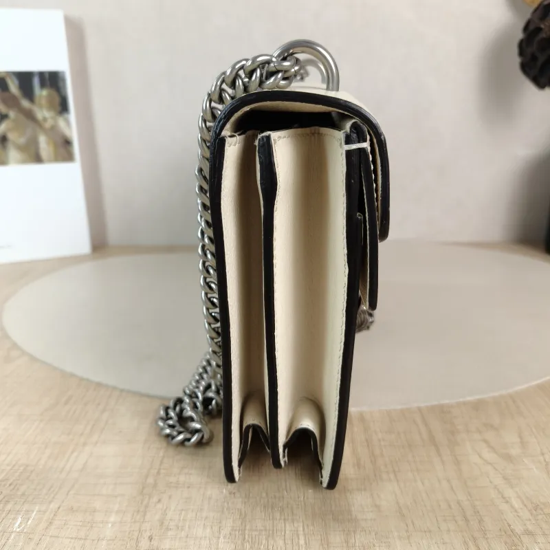 GUCCI Crossbody Bag Dionysus White Calfskin Medium 28 × 9 × 17 cm — detail view 9 of 11