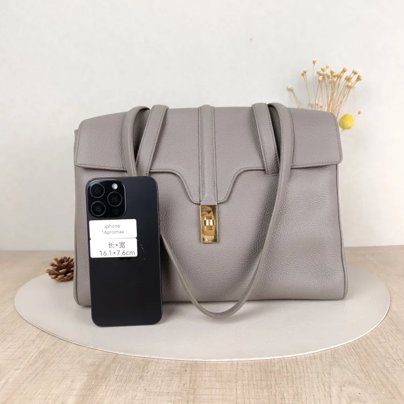 CELINE Shoulder Bag Soft 16Shoulder Bag Grey Calfskin Medium32 × 15 × 24 cm — cover view 5 of 5
