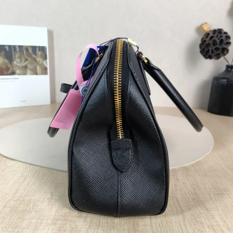 PRADA Top Handle Bag Saffiano Black Calfskin One Size 31.5 × 11 × 20 cm — detail view 10 of 11