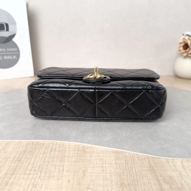 Chanel Shoulder Bag cf mini Black Waxed Leather mini 20 × 5 × 12 cm — cover view 5 of 6