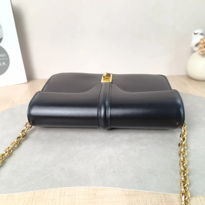 CELINE Shoulder Bag 16 Chain Bag Black Calfskin One Size 23 × 6.5 × 16 cm — detail view 9 of 13