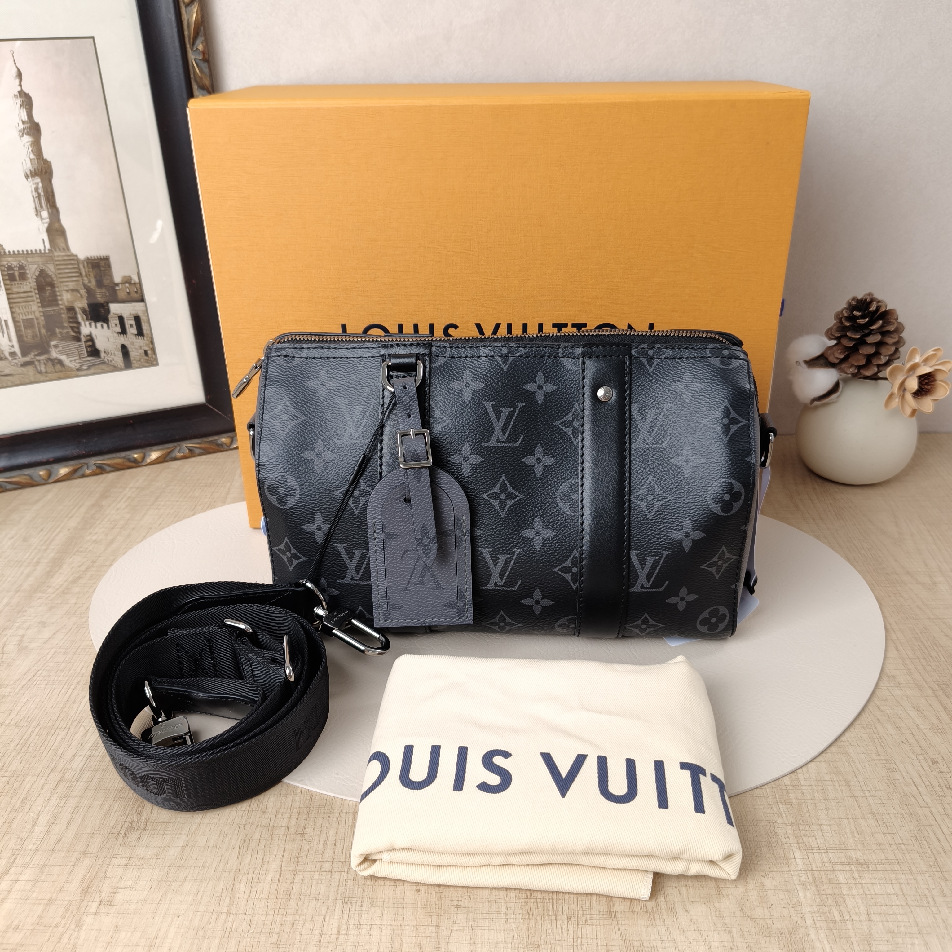 Louis Vuitton Crossbody Bag City Keepall Black PVC Medium27 × 13 × 17 cm — cover view 12 of 12