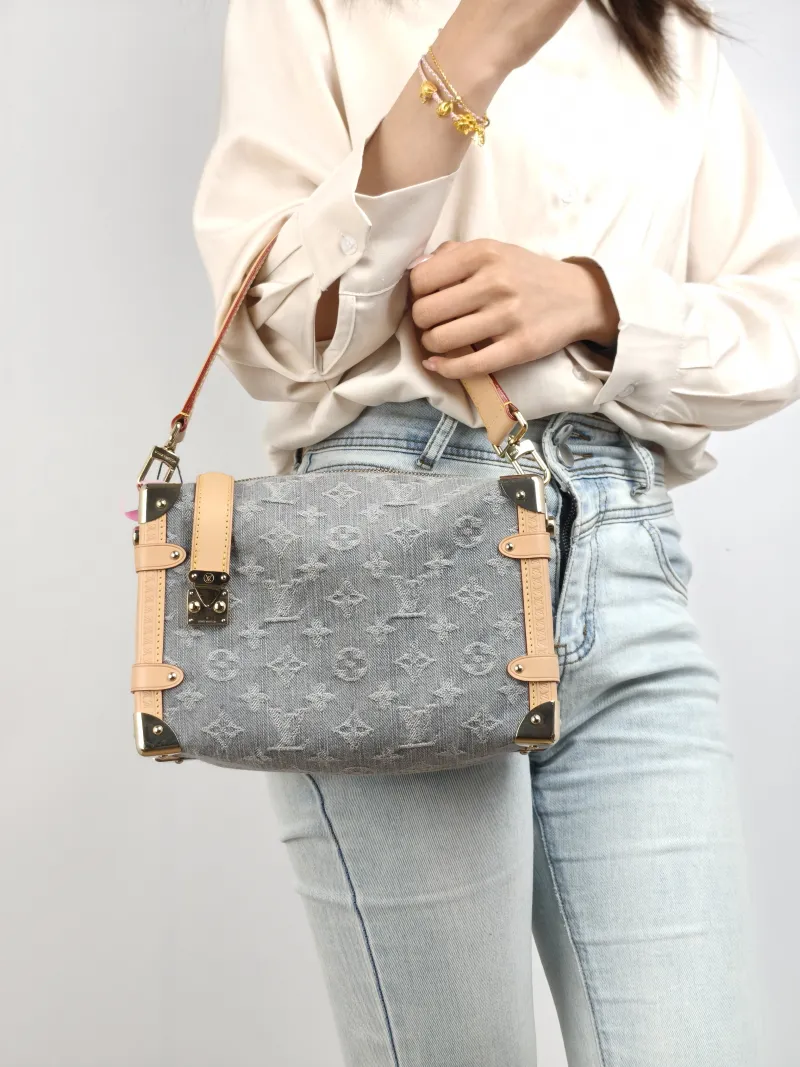 Louis Vuitton Crossbody Bag Side Trunk Box Grey Medium 23.5 × 8.5 × 16 cm — on-model view 1 of 2