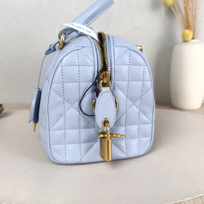 DIOR Shoulder Bag Groove 20 Top Handle Bag Blue Calfskin Small 20.5 × 12 × 13.5 cm — detail view 8 of 12