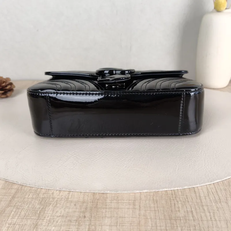 GUCCI Crossbody Bag GG Marmont Small Marmont So Black 22 Black Patent Leather Small 22 × 6 × 13 cm — cover view 5 of 5