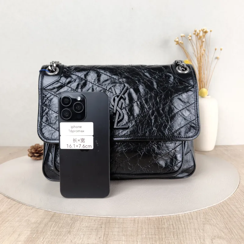 SAINT LAURENT Crossbody Bag Niki D Waxed Leather Calfskin Medium 28 × 8.5 × 20 cm — cover view 3 of 5