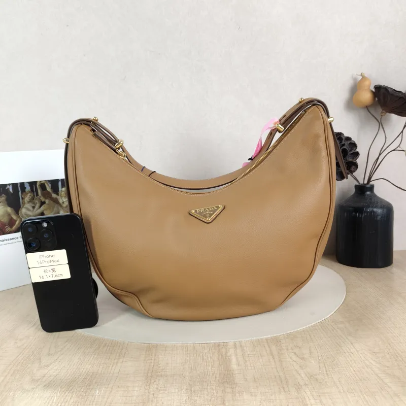 PRADA Shoulder Bag Arqué Brown Calfskin Large 35 × 8 × 22 cm — cover view 5 of 5
