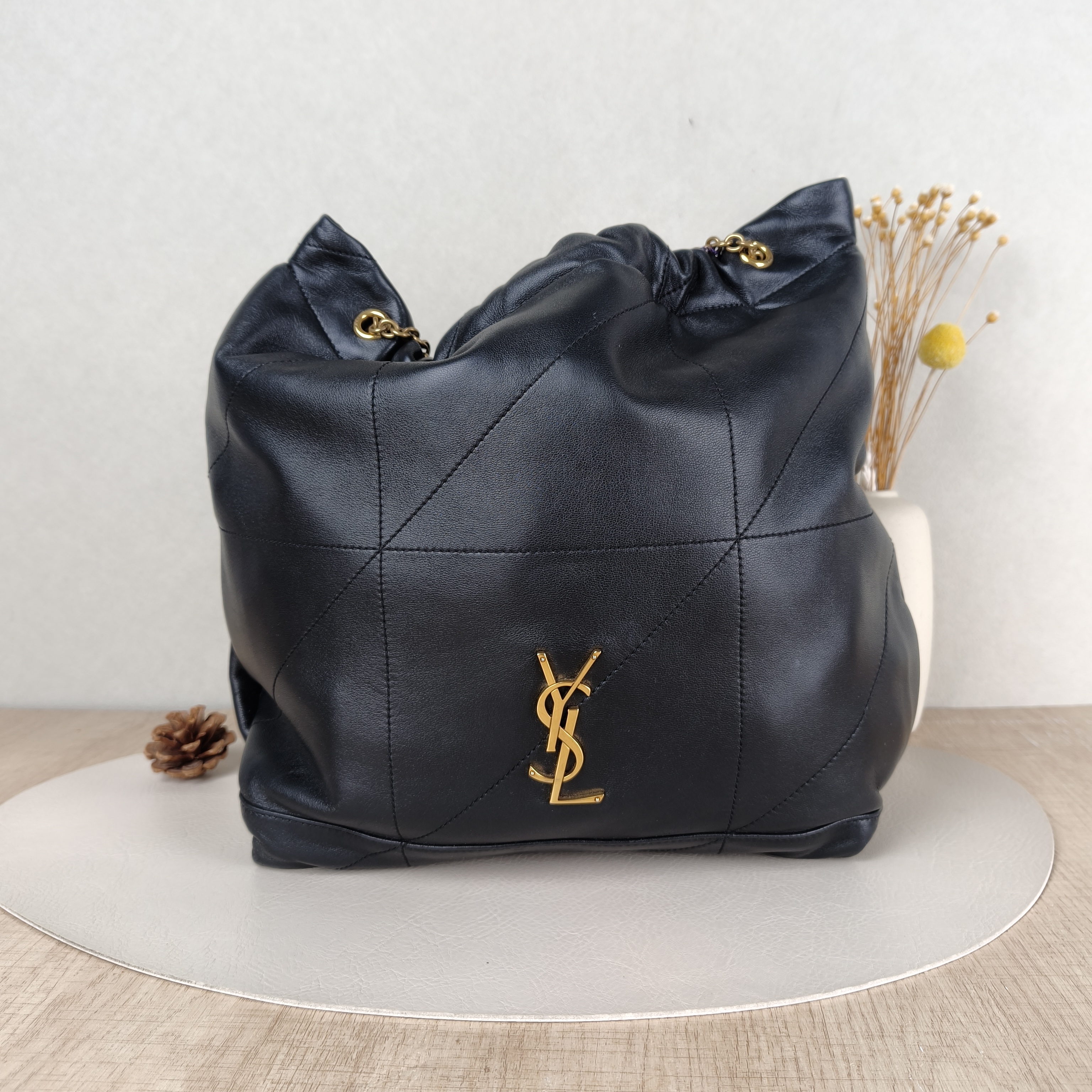 SAINT LAURENT Crossbody Bag JAMIE POCHON Black Lambskin Medium27 × 3 × 34 cm
