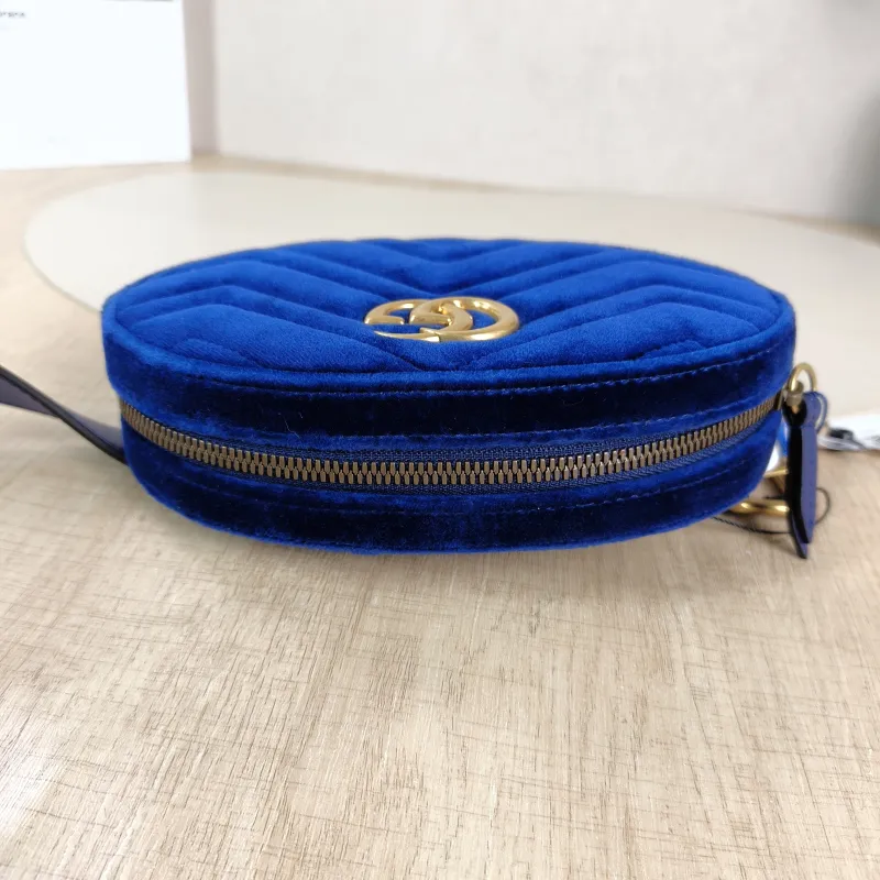 GUCCI Belt Bag GG Marmont Marmont Belt Bag Blue Velvet 19 × 5 × 11.5 cm — detail view 9 of 10